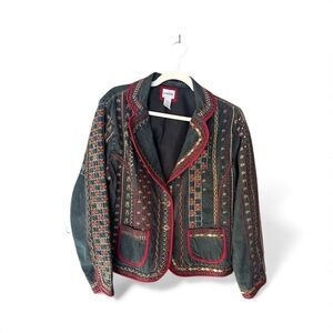 Chico's Colorful Embroidered Blazer Jacket Size 2